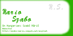 mario szabo business card